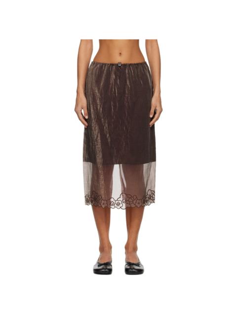 CECILIE BAHNSEN Brown Bria Midi SKirt