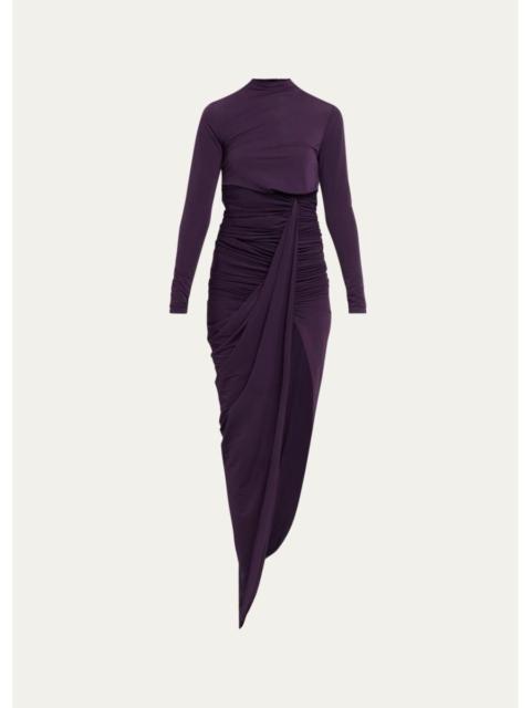 RONNY KOBO Sera Draped Side-Slit Jersey Maxi Dress
