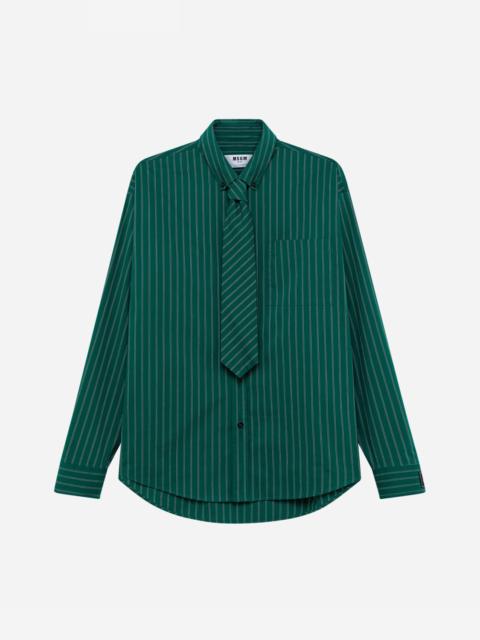 MSGM Striped poplin shirt with tie