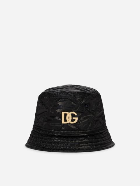Dolce & Gabbana Nylon bucket hat with DG crystal embellishment