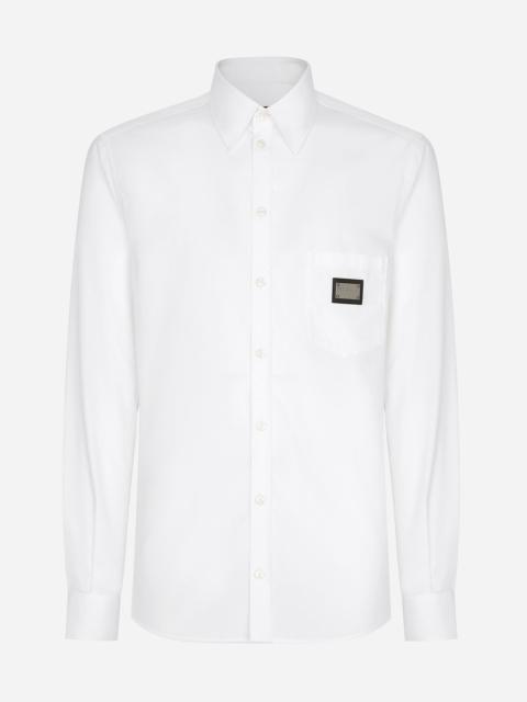 Dolce & Gabbana Cotton Martini-fit shirt with branded tag
