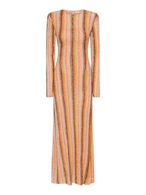 RACHEL GILBERT Isadora Striped Sequin Tulle Gown pink