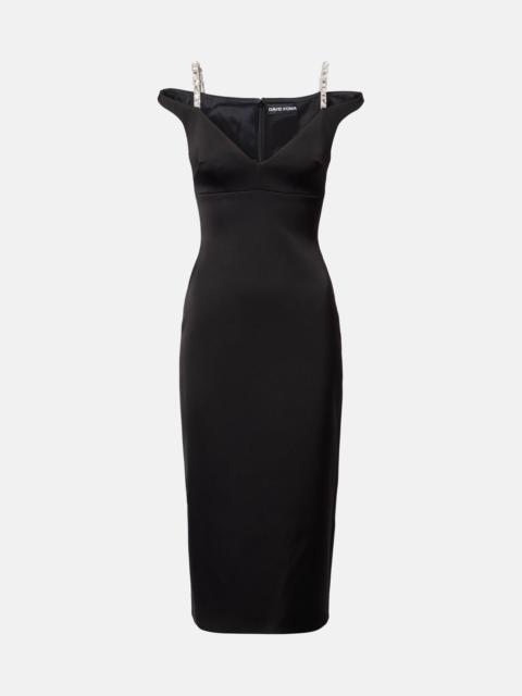 David Koma Crystal-embellished satin midi dress