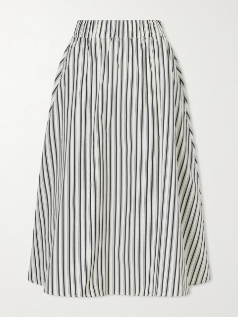 MARIA McMANUS Striped Organic Cotton-poplin Midi Skirt