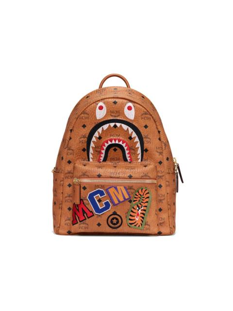 MCM MCM x BAPE Shark Stark Backpack Visetos Cognac