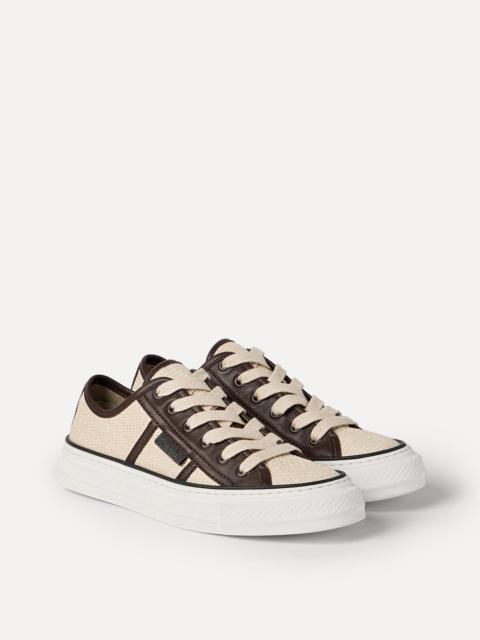 Brunello Cucinelli Techno raffia sneakers with shiny tab
