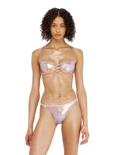 Diesel STRAPPY METALLIC BIKINI TOP WITH FLORAL PRINT