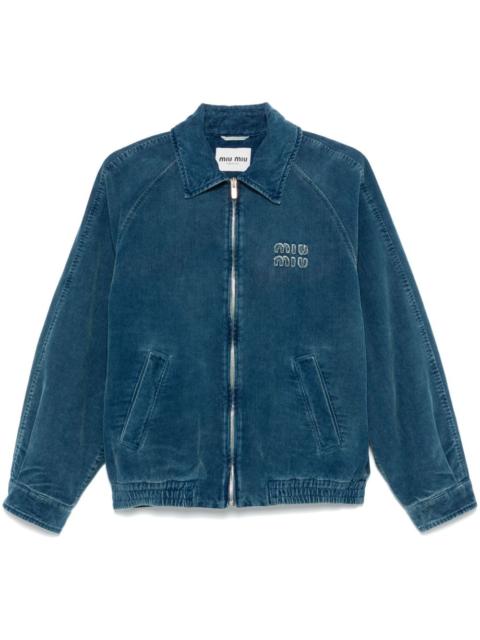 Miu Miu logo-appliqué corduroy bomber jacket