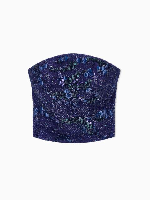 GIORGIO ARMANI EMBROIDERED BUSTIER TOP