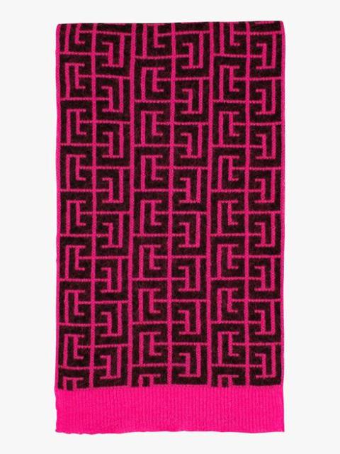 Balmain Capsule After ski - Neon pink and black Balmain-monogrammed wool scarf