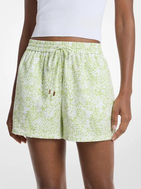 MICHAEL KORS Floral Print Linen Blend Shorts