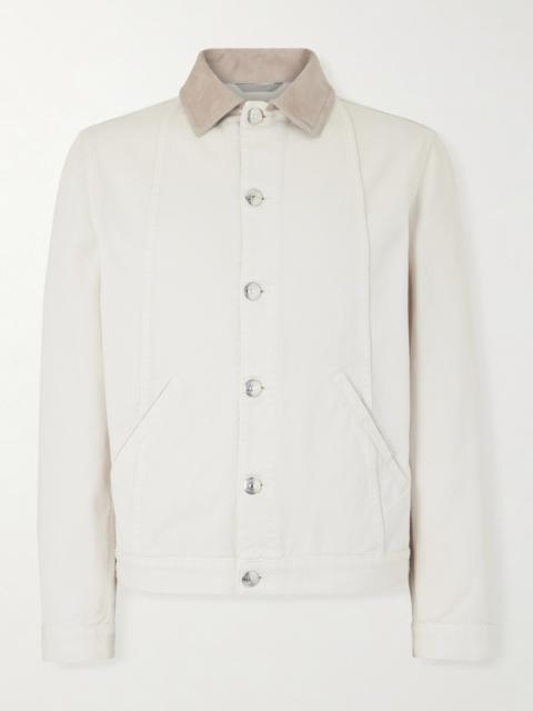 Brunello Cucinelli Leather-Trimmed Denim Jacket