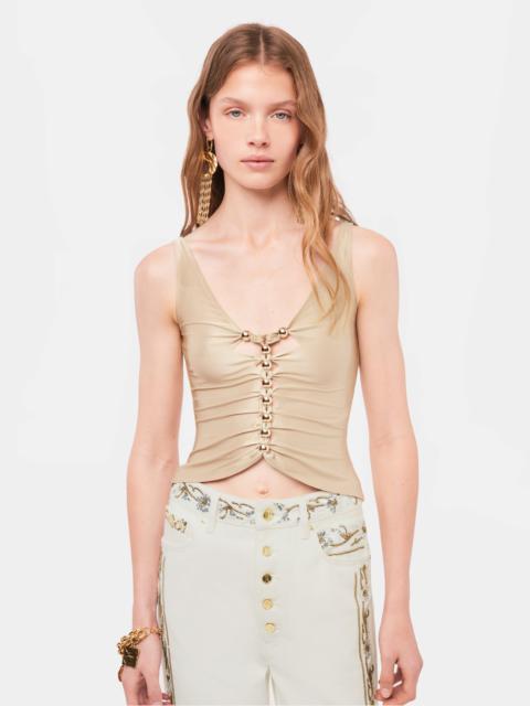 Paco Rabanne DRAPPED RAFFIA COLORED TOP WITH METALLIC DETAILS