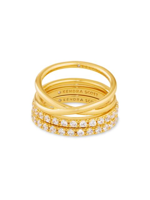 KENDRA SCOTT Livy Gold Rings Set of 3 in White Crystal
