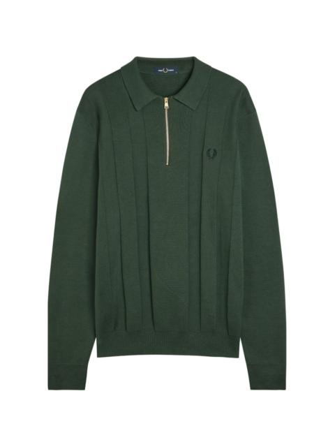 Fred Perry zip-up knitted polo shirt