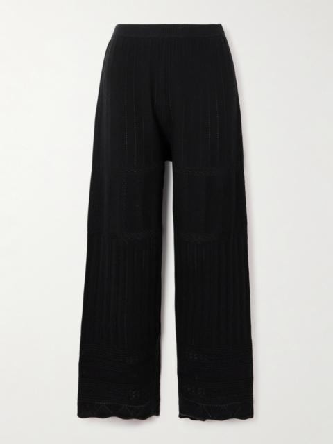 ERES Pointelle-knit Wool And Cashmere-blend Wide-leg Pants