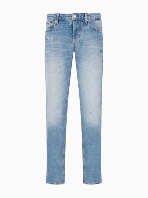 EMPORIO ARMANI J06 slim-fit, worn-look, stretch-denim jeans