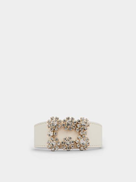 Roger Vivier Flower Strass Buckle Bracelet in Leather