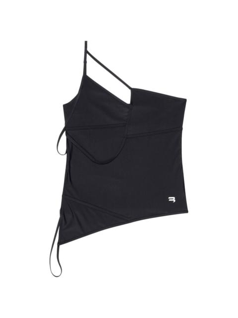 asymmetric strap-detail tank top