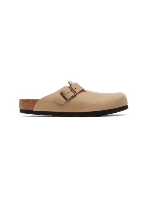 BIRKENSTOCK Beige Regular Boston Oiled Leather Loafers