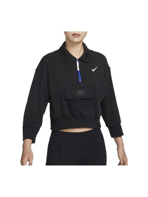 (WMNS) Nike Sportswear City Utility French Terry Polo Jacket 'Black' DV8021-010