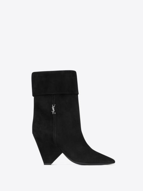 niki booties in suede and silver-tone monogram