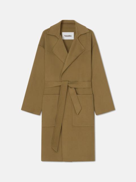 Nanushka Double Wool And Silk Robe Coat
