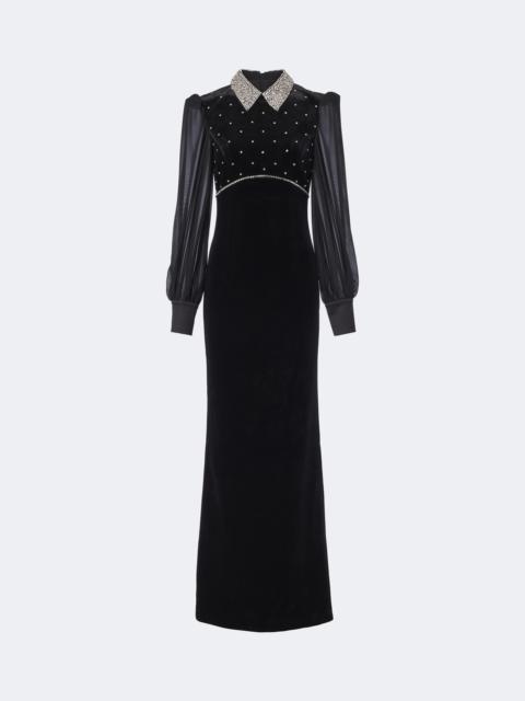 REBECCA VALLANCE Ingred crystal-embellished velvet gown