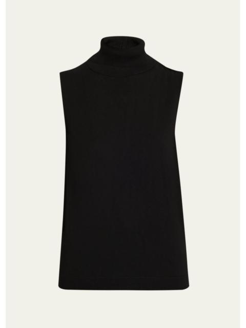 Lafayette 148 New York Sleeveless Matte Crepe Turtleneck Pullover