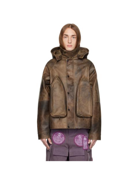 WHO DECIDES WAR Brown Classic Leather Jacket