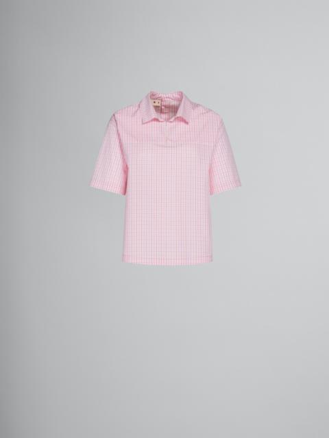 Marni PINK CHECKED BLOUSE WITH BACK POLO OPENING