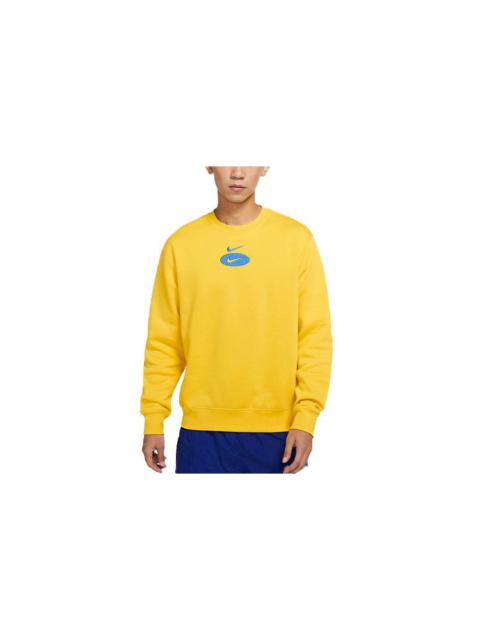 Nike Men's Nike As Nsw Sl Bb Crew Logo Casual Sports Fleece Lined Round Neck Long Sleeves Bright Yellow D