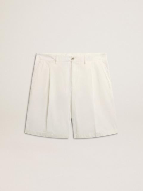 Golden Goose Bermuda shorts in white cotton poplin