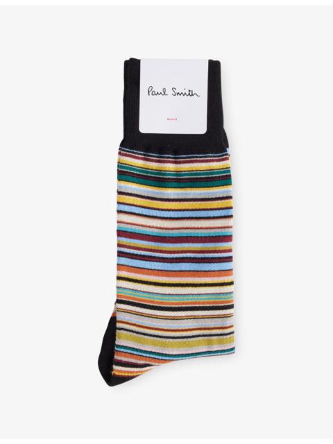Paul Smith Signature-Striped Stretch Cotton-Blend Socks
