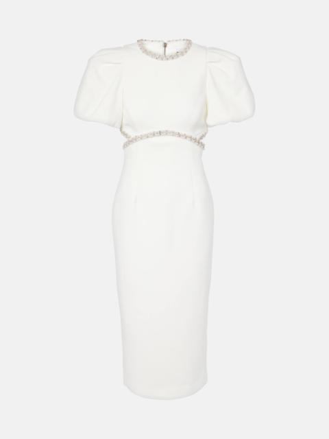REBECCA VALLANCE Bridal Alicia embellished crêpe midi dress