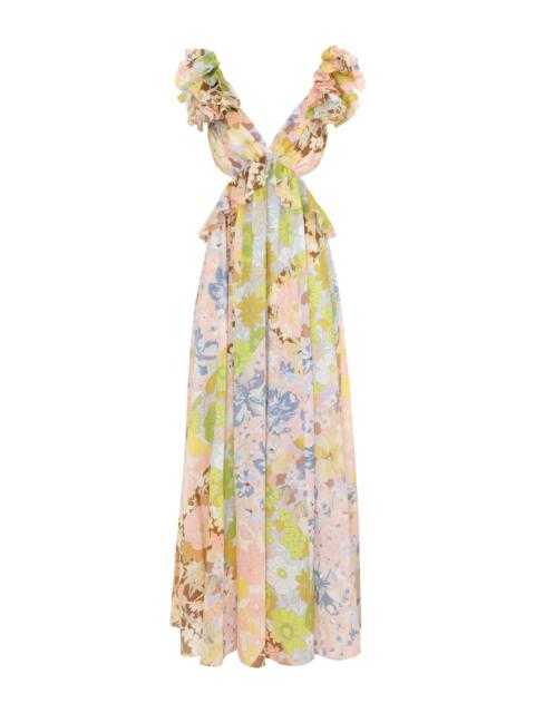 Zimmermann POP RUFFLE SLEEVE MIDI DRESS