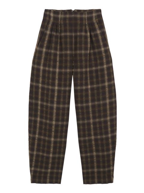 cortana Wool-Linen Checkered Salon Pants print
