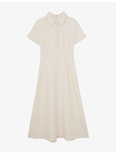 REISS Mari Short-Sleeved Stretch-Woven Midi Dress