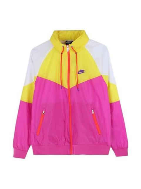 Nike Sports Windproof Colorblock Hooded Jacket Yellow Purple Yellowpurple AR2210-623