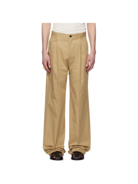 Dries Van Noten Beige Pleated Trousers