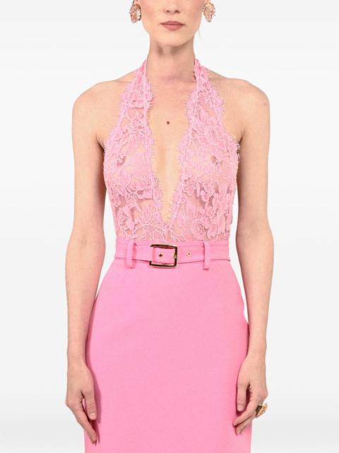 ROWEN ROSE lace halterneck bodysuit