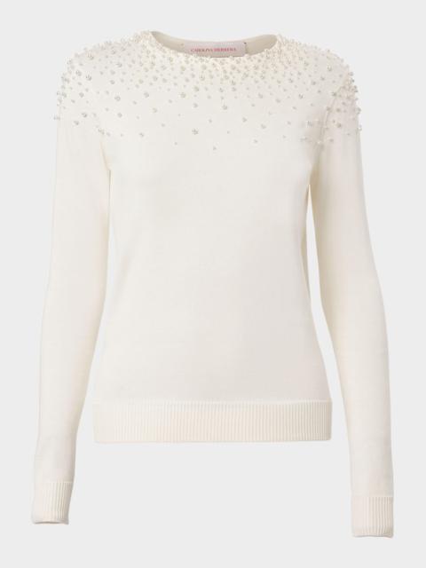 CAROLINA HERRERA Pearly Collar Silk-Cotton Sweater