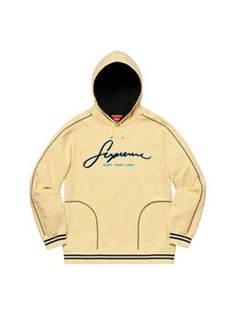 Supreme Contrast Embroidered Hooded Sweatshirt 'Yellow Navy' SUP-SS19-929