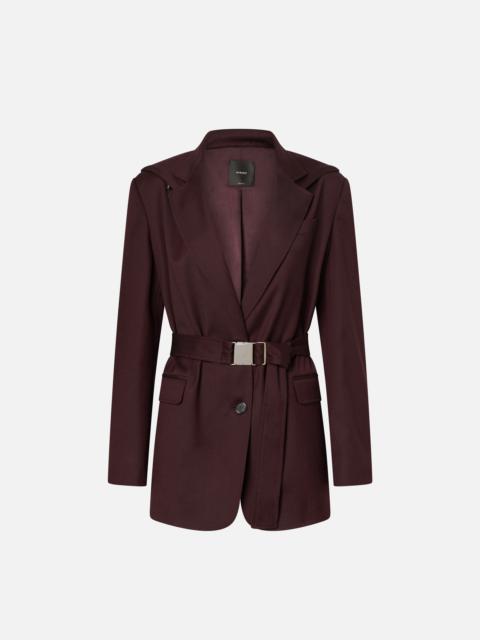 PINKO SINGLE-BREASTED FLANNEL BLAZER WITH HOOD AND BELT