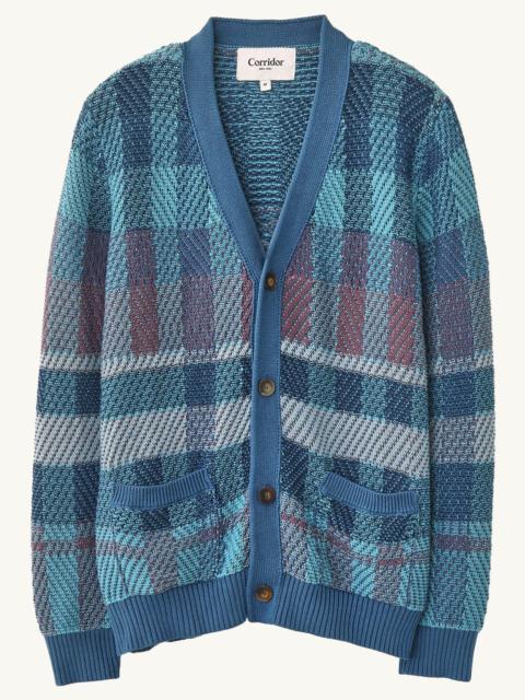 Corridor BLOW UP PLAID CARDIGAN - BLUE