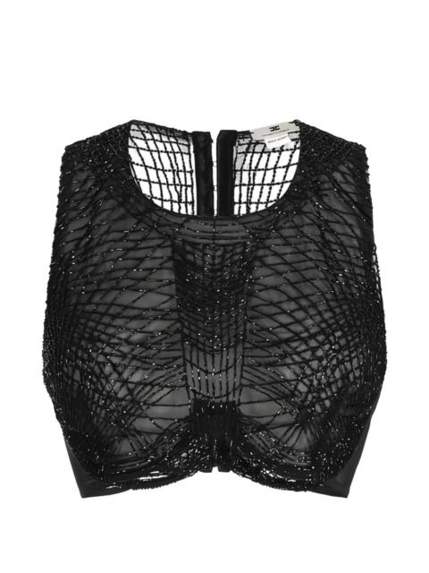 ELISABETTA FRANCHI embroidered-crystals top