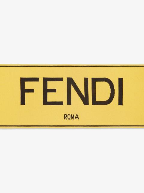 FENDI Yellow cashmere and wool scarf