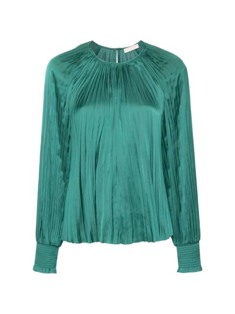 pleated satin blouse