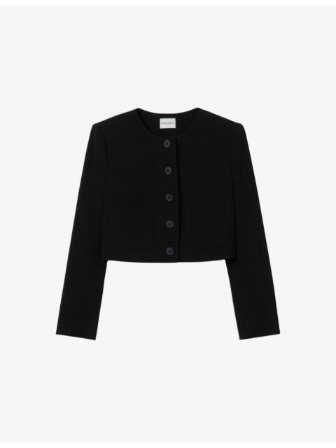 Claudie Pierlot Short Round-Neck Woven Jacket
