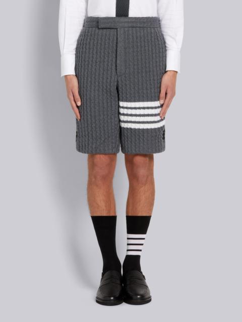 Thom Browne Medium Grey Baby Cable Merino 4-stripe Classic Backstrap Short